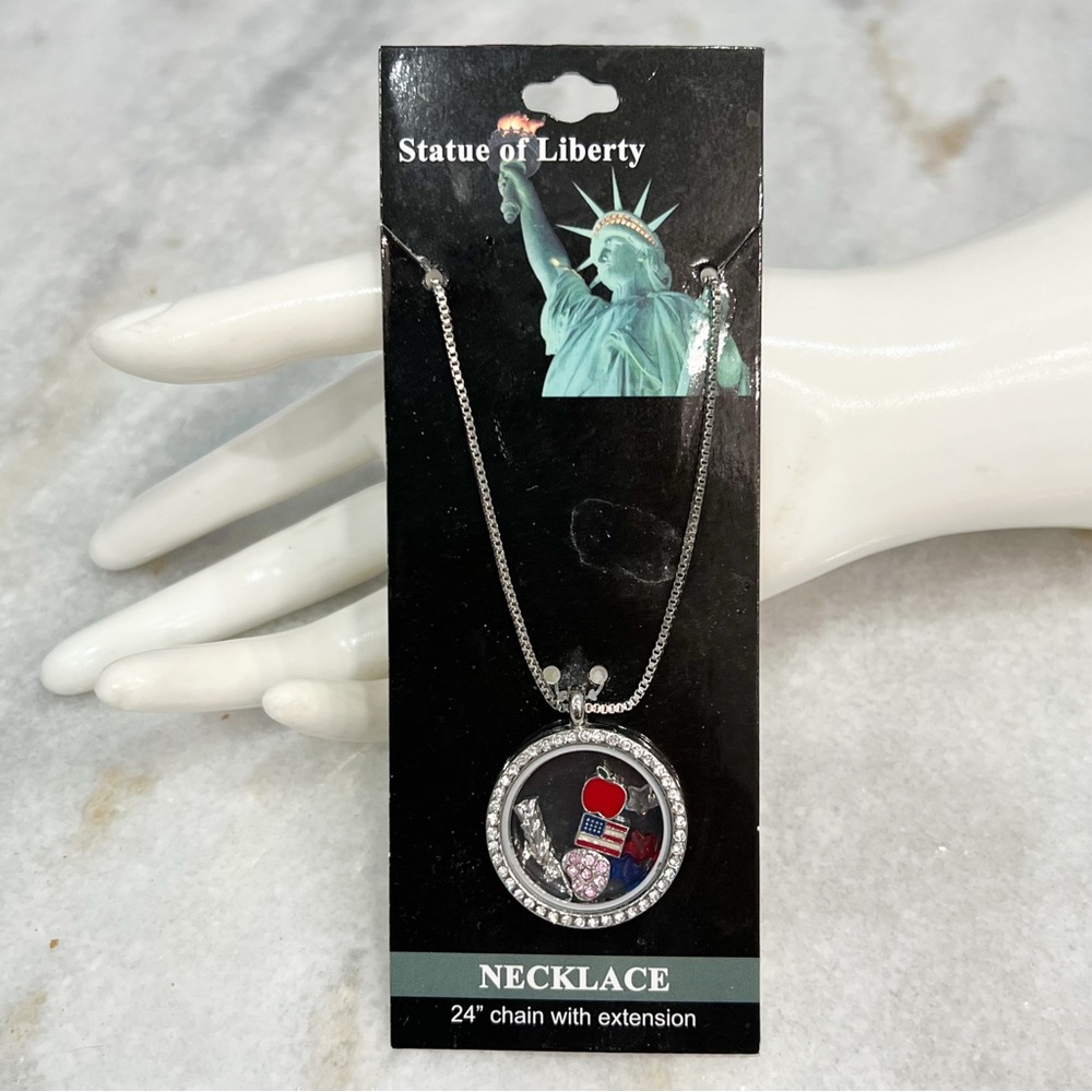Statue of Liberty Floating Multicharm Pendant 24” Necklace